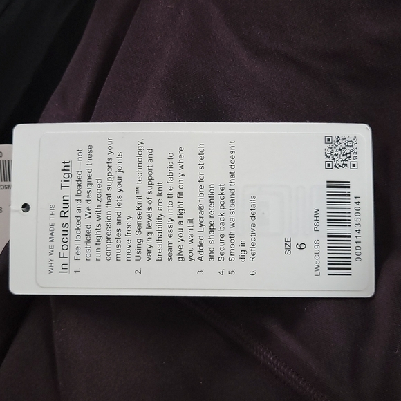 NWT Lululemon In Focus Run Tight Compression Legging Pocket SIZE 6 - Picture 5 of 7